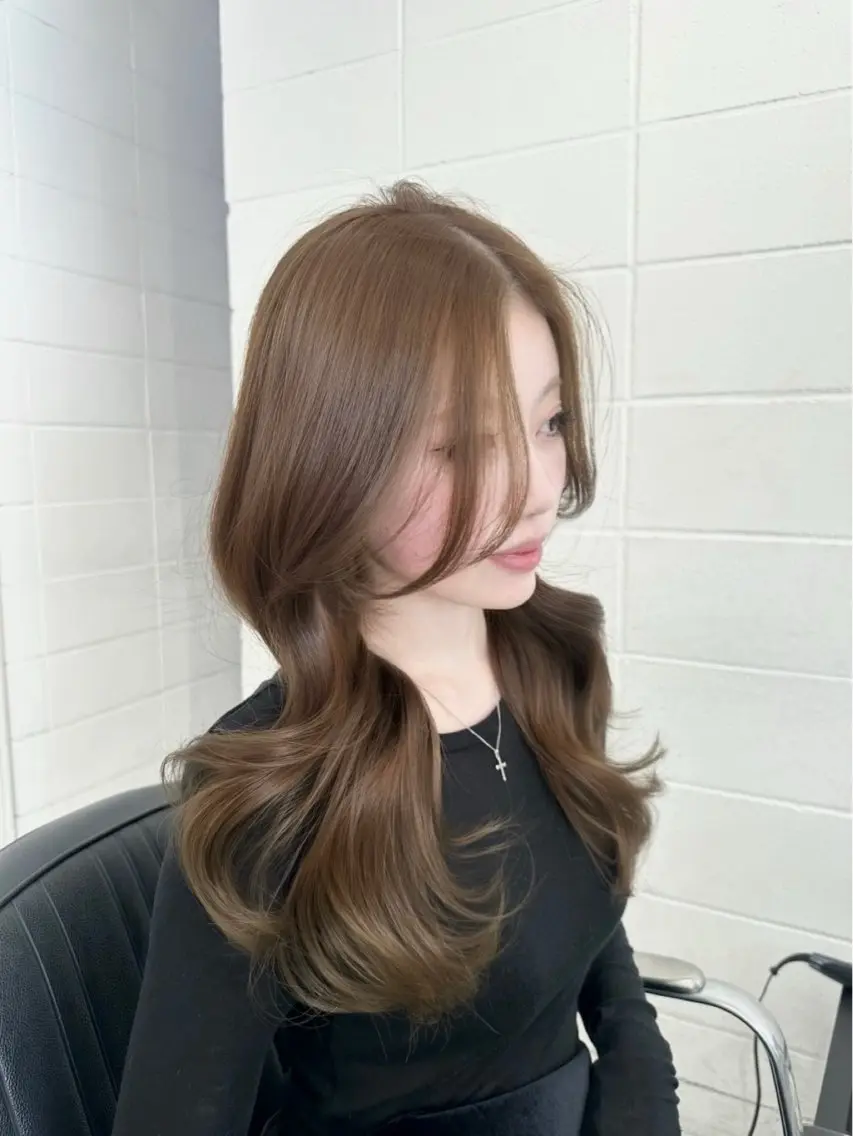 ロング カラー ブリーチ ブラウンカラー ダブルカラー ヘーゼル ブリーチなしカラー ヘアカラー 🎀ミカ/レイヤー/ 韓国ヘア/原宿🎀のヘアスタイル