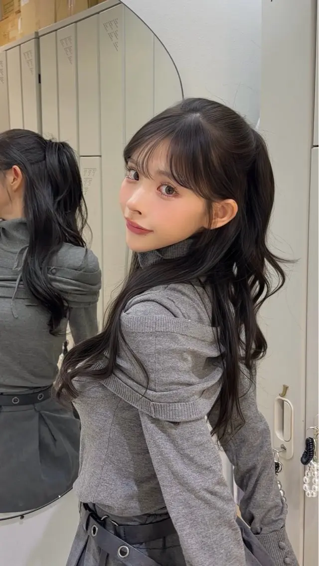 ロング カラー くびれヘア 顔周りカット 韓国風ヘア レイヤーカット 小顔カット カット ヘアカラー トリートメント 韓国ヘア/顔周り ヘアセット/加藤優里のヘアスタイル