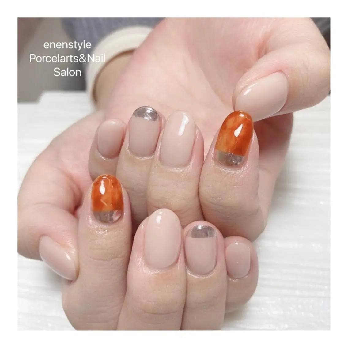 ミディアム ネイル ハンドネイル 🐾enen style 🐾のネイルデザイン