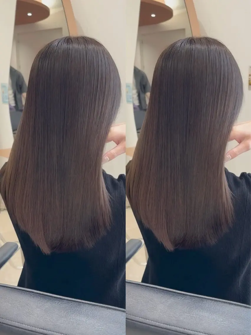 ロング カット ヘアカラー 縮毛矯正 トリートメント 清水 健吏/ 髪質改善/レイヤーのヘアスタイル