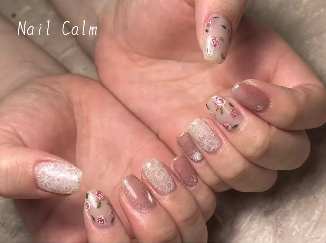 ネイル レース ハンドネイル プライベートサロン Calmのネイルデザイン