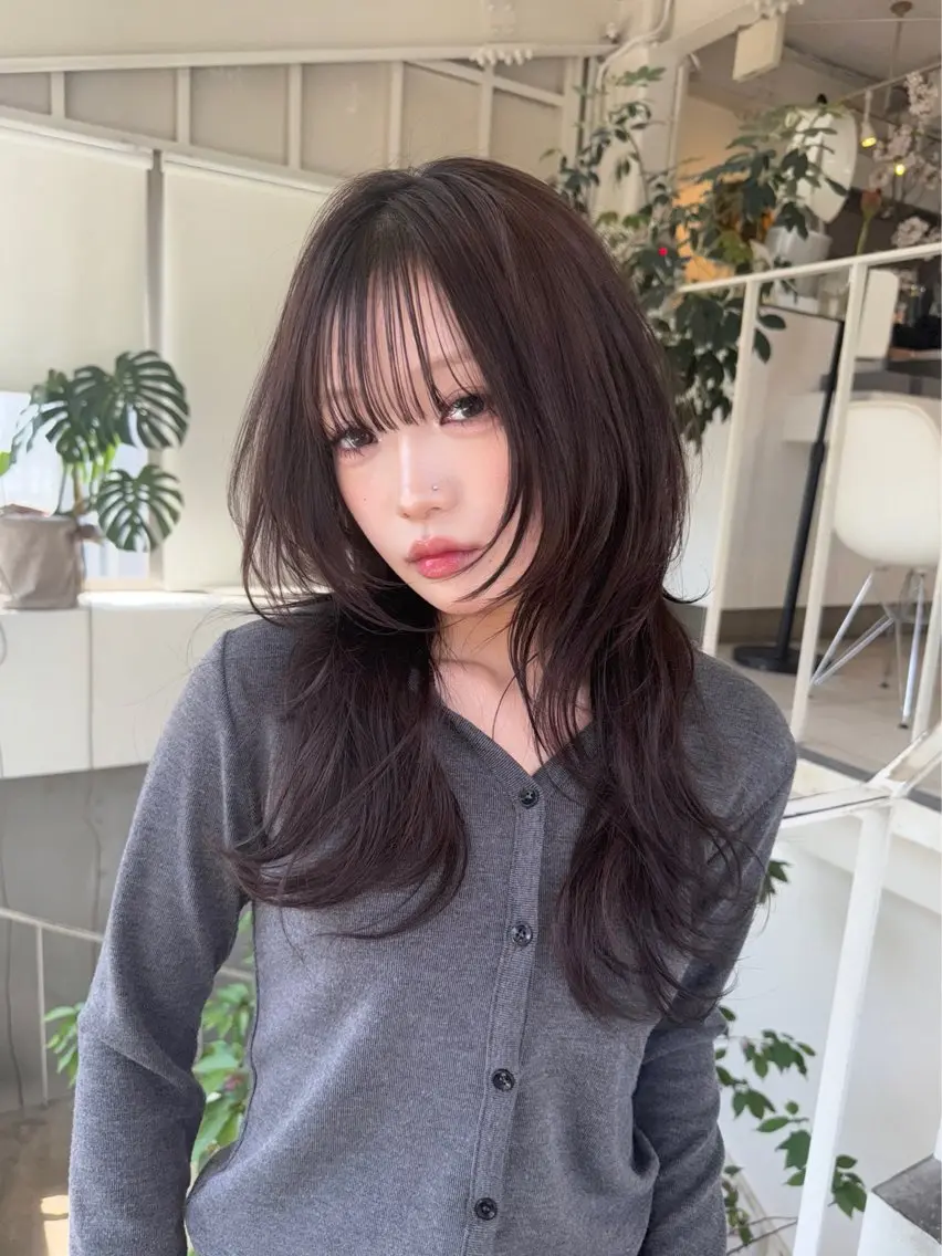 ロング カラー ハッシュカット 🩵レイヤー✖︎ 髪質改善🩵リョウヤのヘアスタイル
