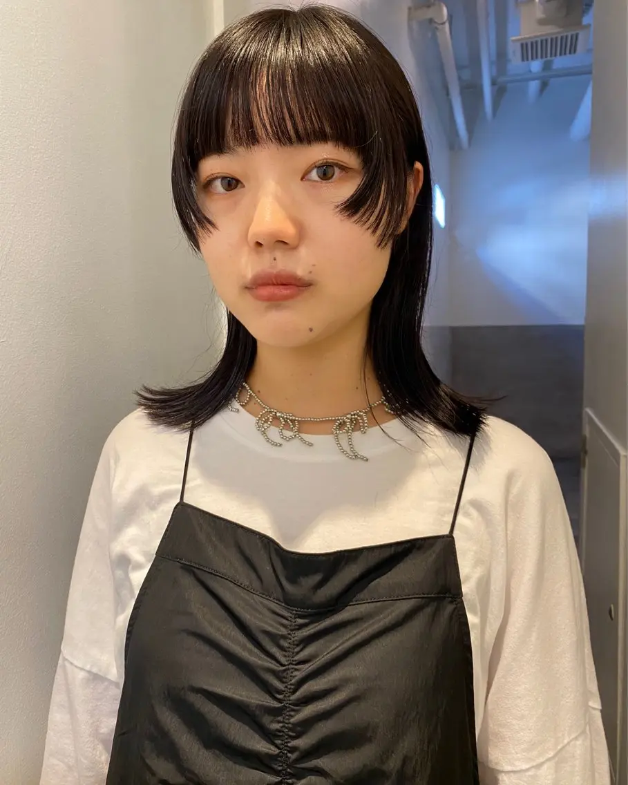 ミディアム カラー ラベンダーカラー 伸ばしかけ 永田 愛莉のヘアスタイル