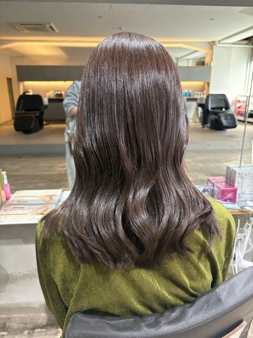 セミロング カラー アッシュ 透明感カラー オレンジ カット ヘアカラー 玉置七海✨ /透明感/髪質改善のヘアスタイル