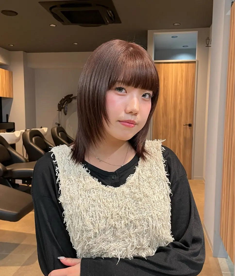 ミディアム カラー ブリーチ ブラウンカラー 透明感カラー ココアブラウン ヘアカラー 透明感艶髪カラー /府中/Mizukiのヘアスタイル