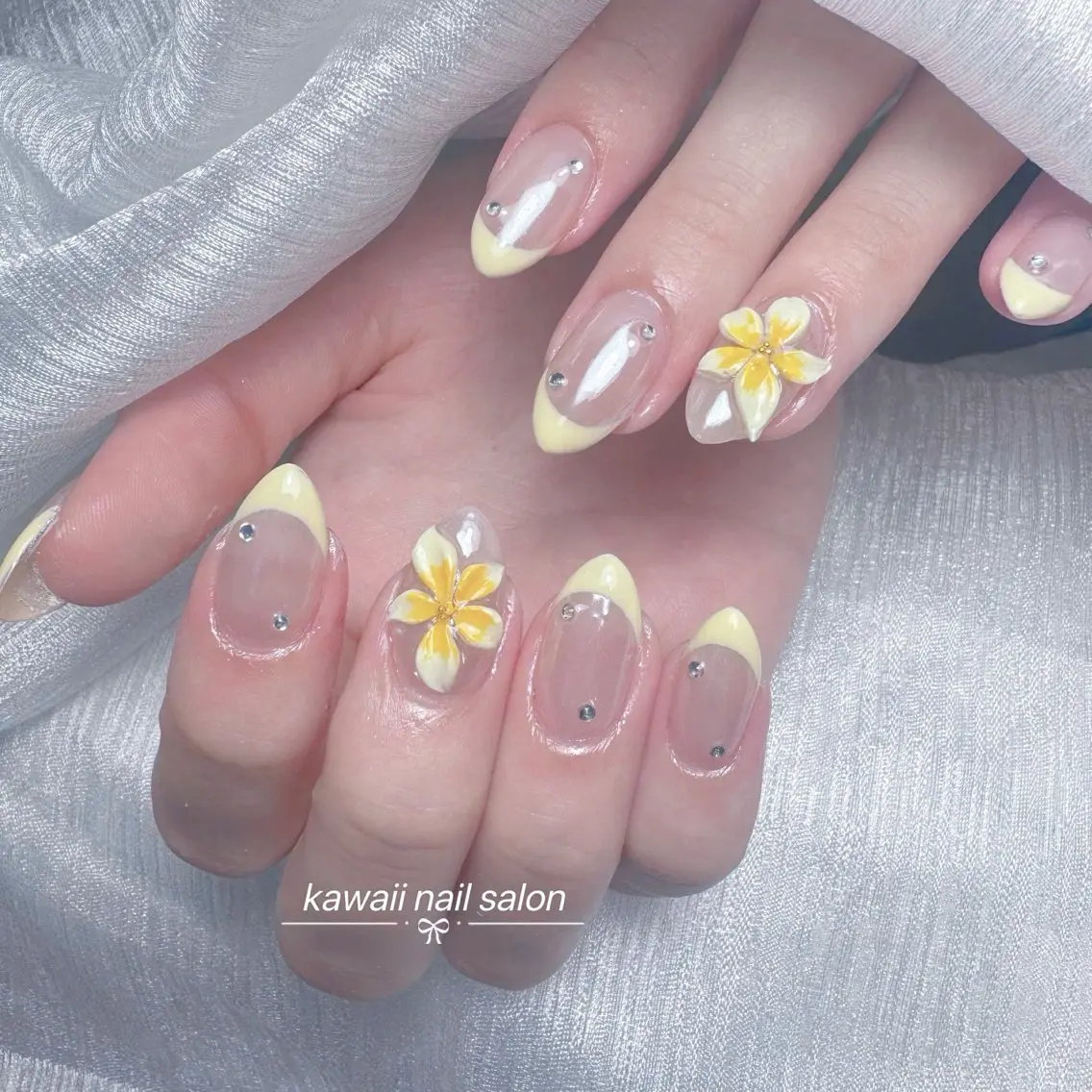 ネイル チークネイル ドット フレンチネイル 韓国ネイル レース Kawaii _Nailのネイルデザイン