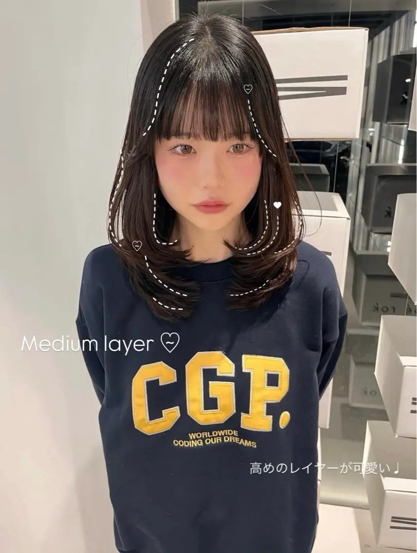 ミディアム カット nanase / レイヤーカットのヘアスタイル