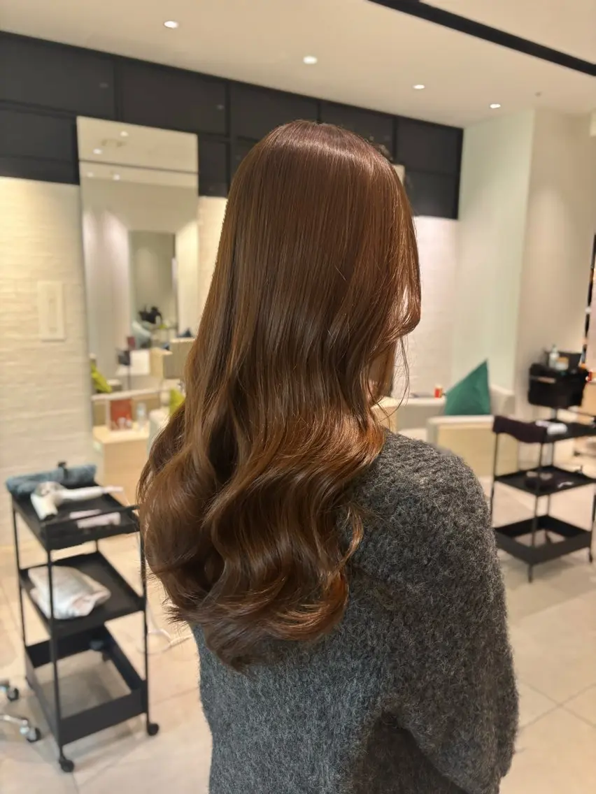 ロング カラー ブリーチ ブラウンカラー ブリーチなしカラー 韓国風ヘア レイヤーカット ヘアカラー 銀座/韓国レイヤー/ 艶カラー🍓原田侑依のヘアスタイル