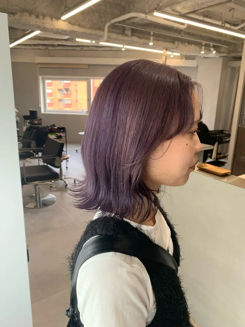 カラー ラベンダーカラー amu/ブリーチなし ダブルカラーのヘアスタイル