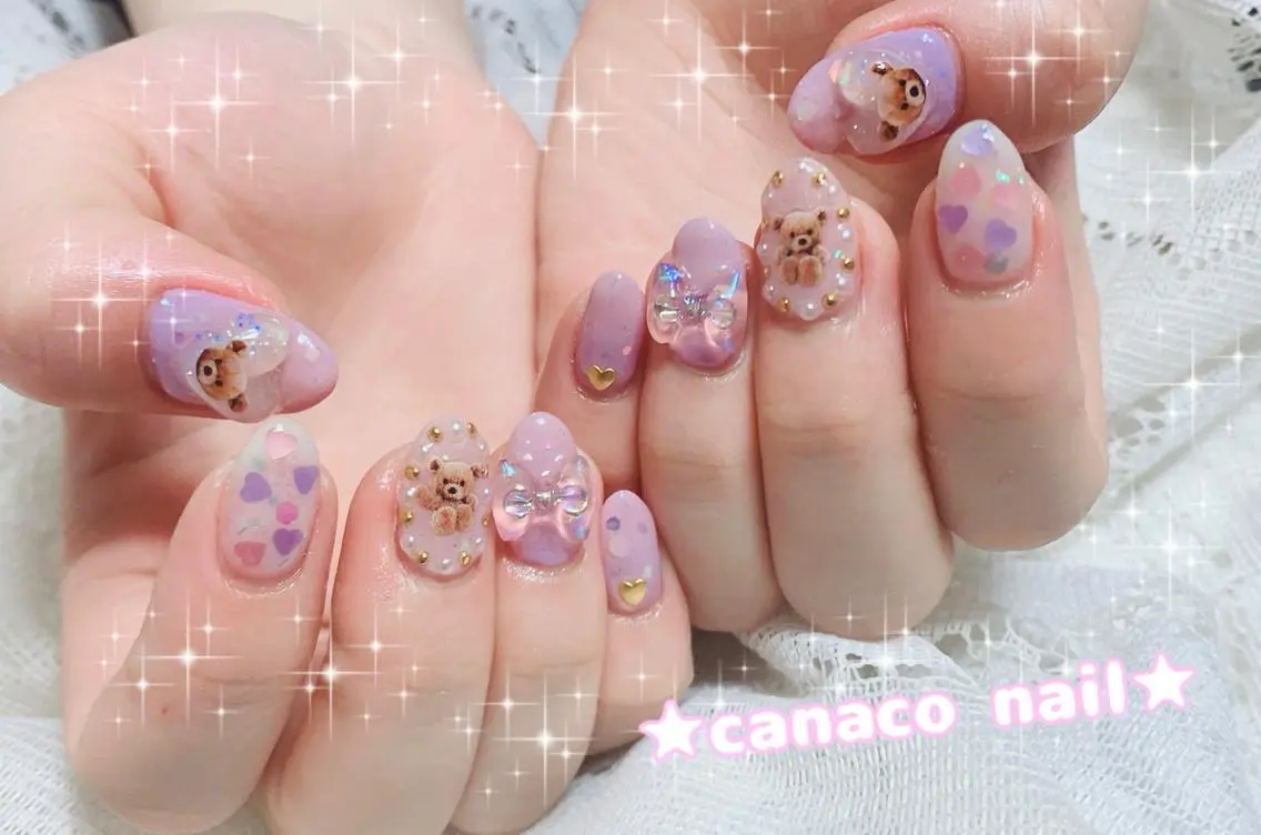 ネイル アートネイル ジェルネイル ハート パラジェル ストーンネイル ハンドネイル ハンドケア ベテランネイル cnc nailのネイルデザイン