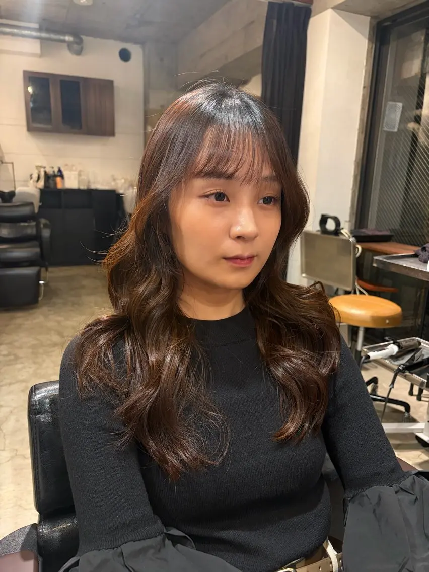 ミディアム 縮毛矯正 Elme  表参道＿ 百々花のヘアスタイル