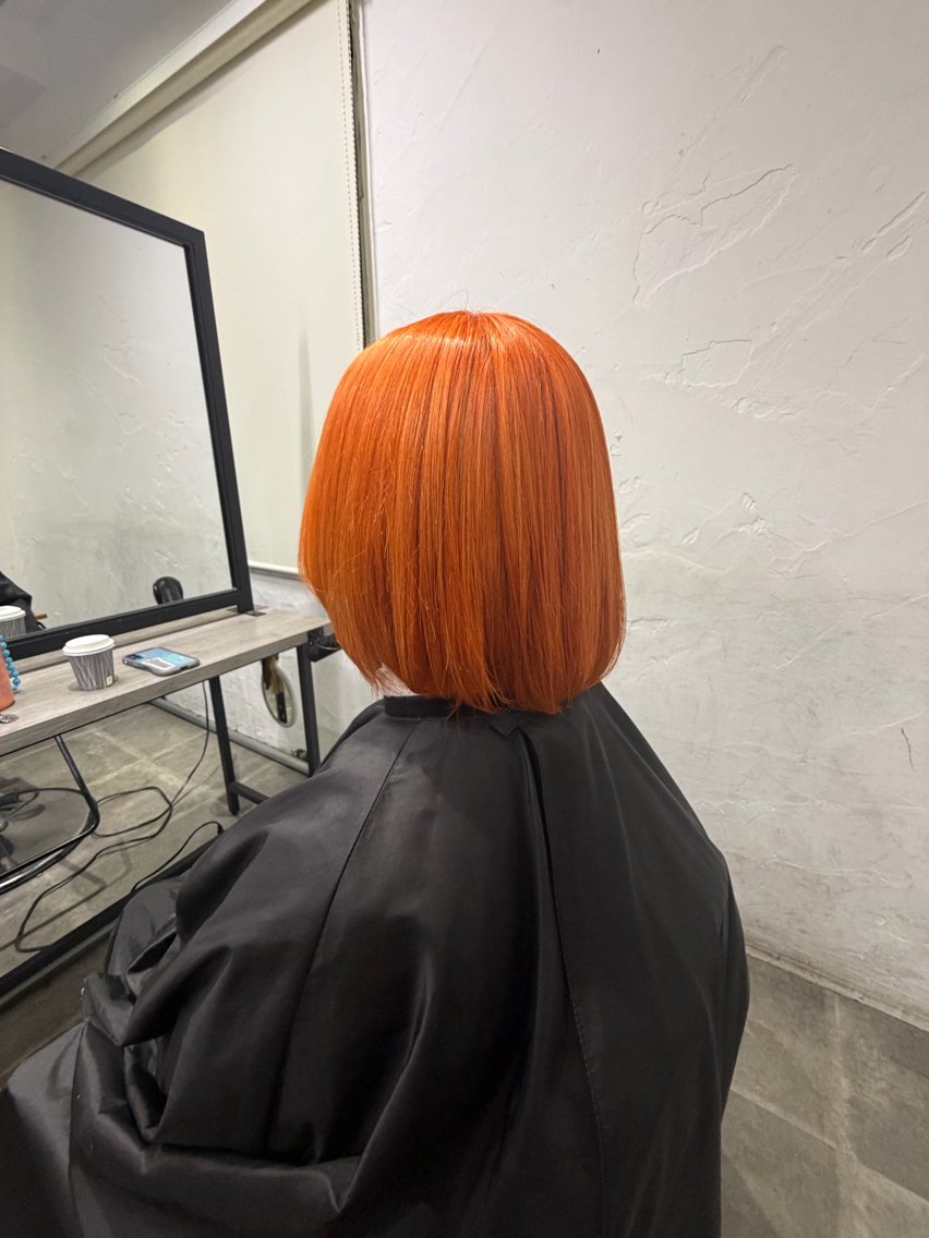 ショート カラー ブリーチ ダブルカラー オレンジ 🫟リタッチダブル カラー🫟ふうかのヘアスタイル