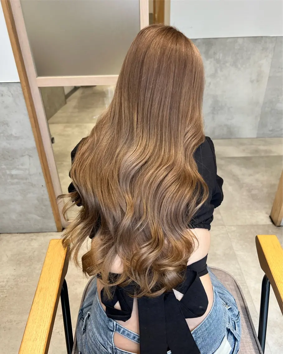 ロング カラー カット ヘアカラー トリートメント ✨ブリーチ無し 透明感HIDEのヘアスタイル