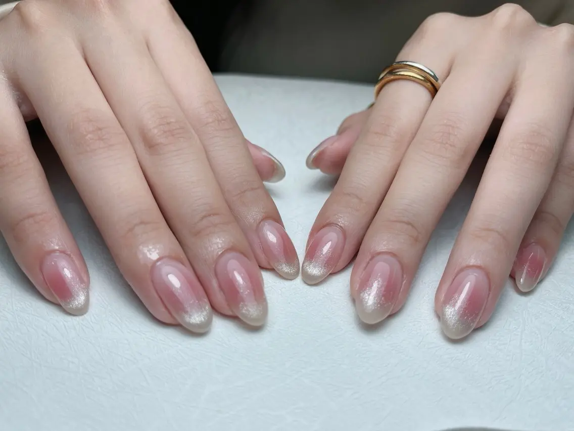 ネイル オーロラネイル 長さ出し フットネイル フレンチネイル ジェルネイル 中野駅から2分 MEO NAILのネイルデザイン