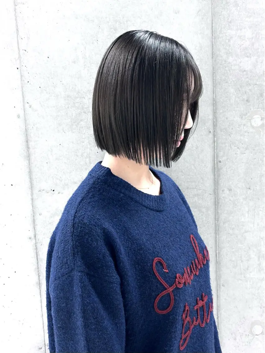 ショート カラー 切りっぱなしボブ 黒髪 ボブ shizuna/平尾 /カラー/髪質改善のヘアスタイル