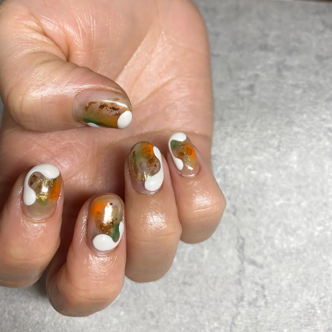 ネイル アートネイル ニュアンスネイル 冬ネイル ハンドネイル 山田 貴子のネイルデザイン