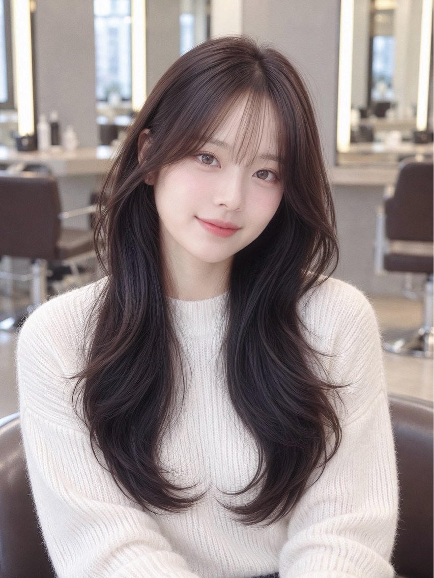 ロング くびれヘア 韓国風ヘア レイヤーカット カット ヘアカラー トリートメント 渋谷/髪質改善🫧 韓国/レイヤー/会田のヘアスタイル