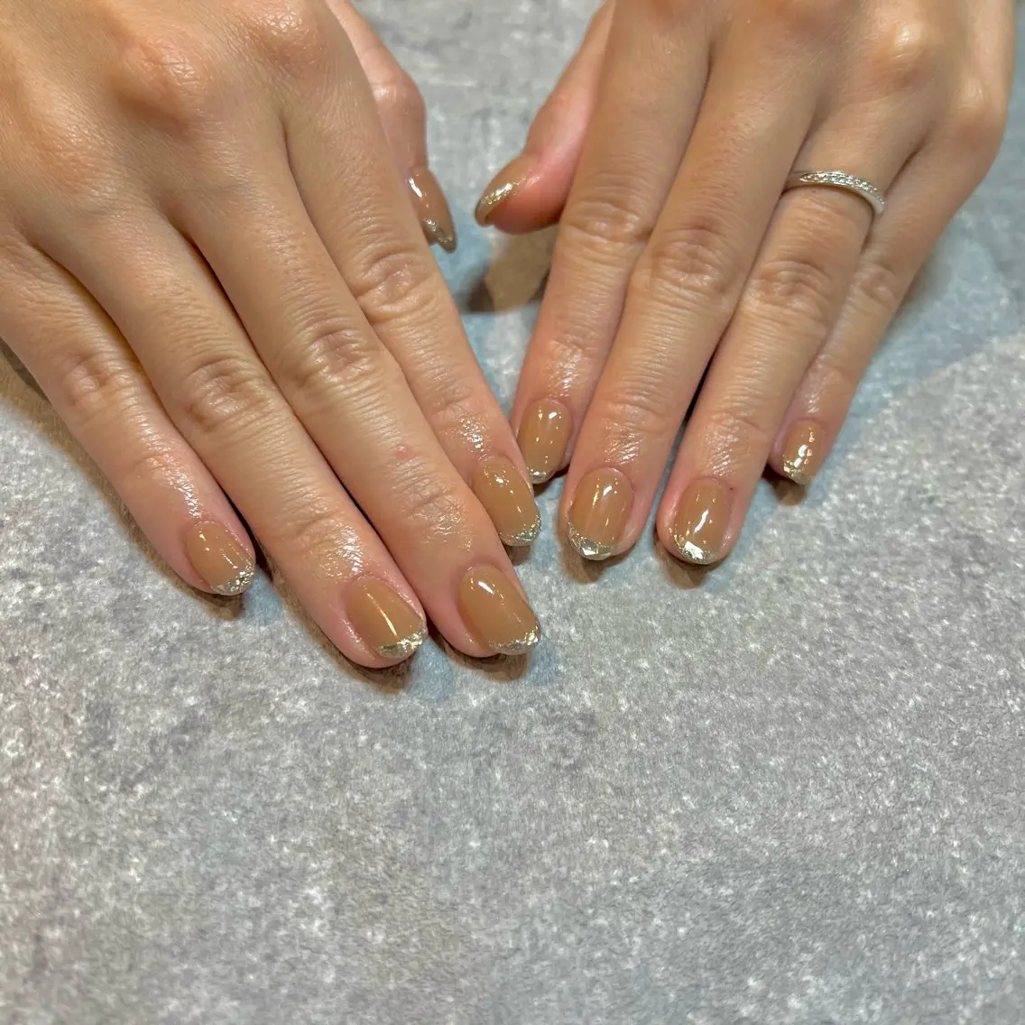 ネイル フレンチネイル ガラスフレンチ ハンドネイル 💖SAKU 京橋のネイルデザイン