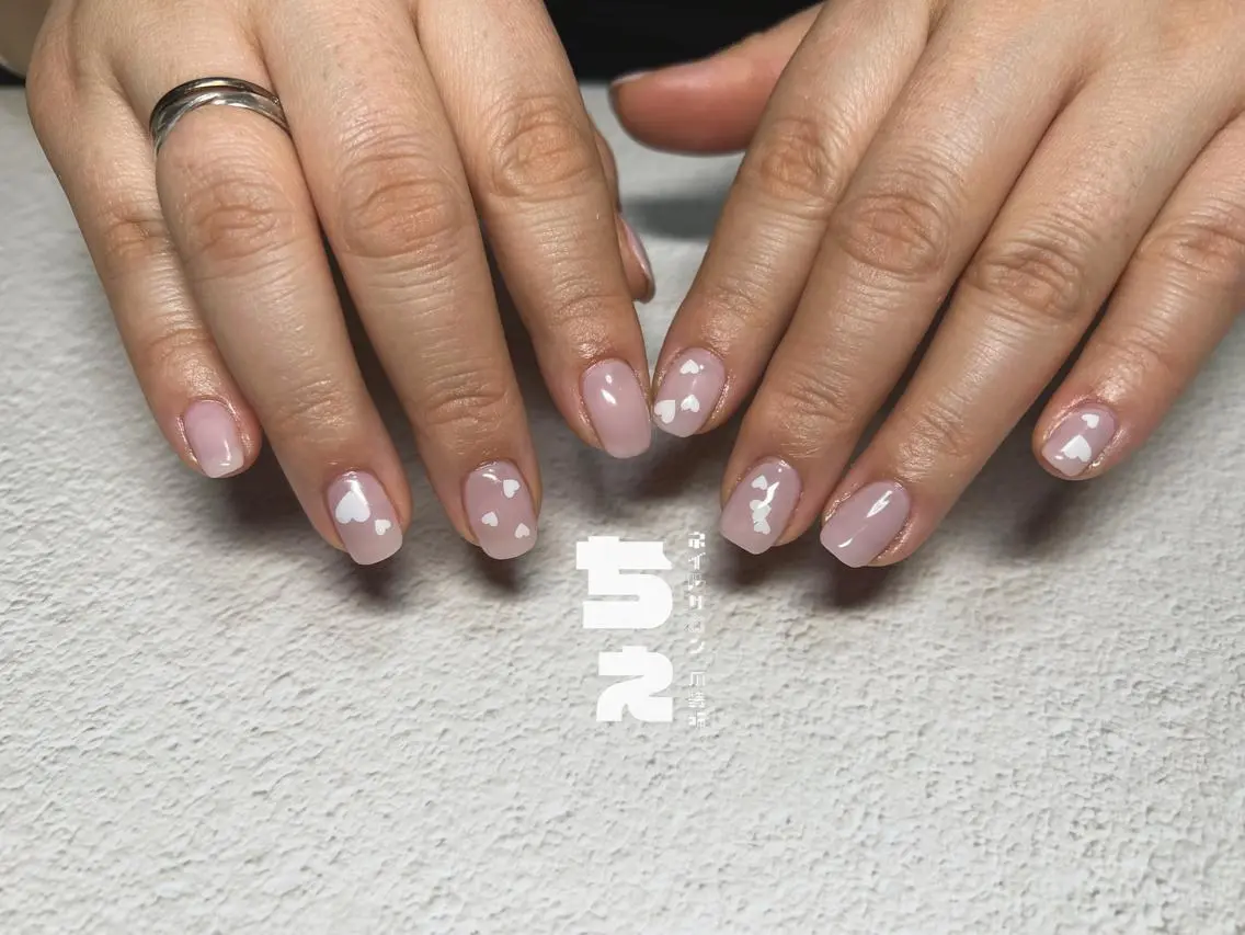 ネイル ハート シンプルネイル ハンドネイル nail salon CHEのネイルデザイン