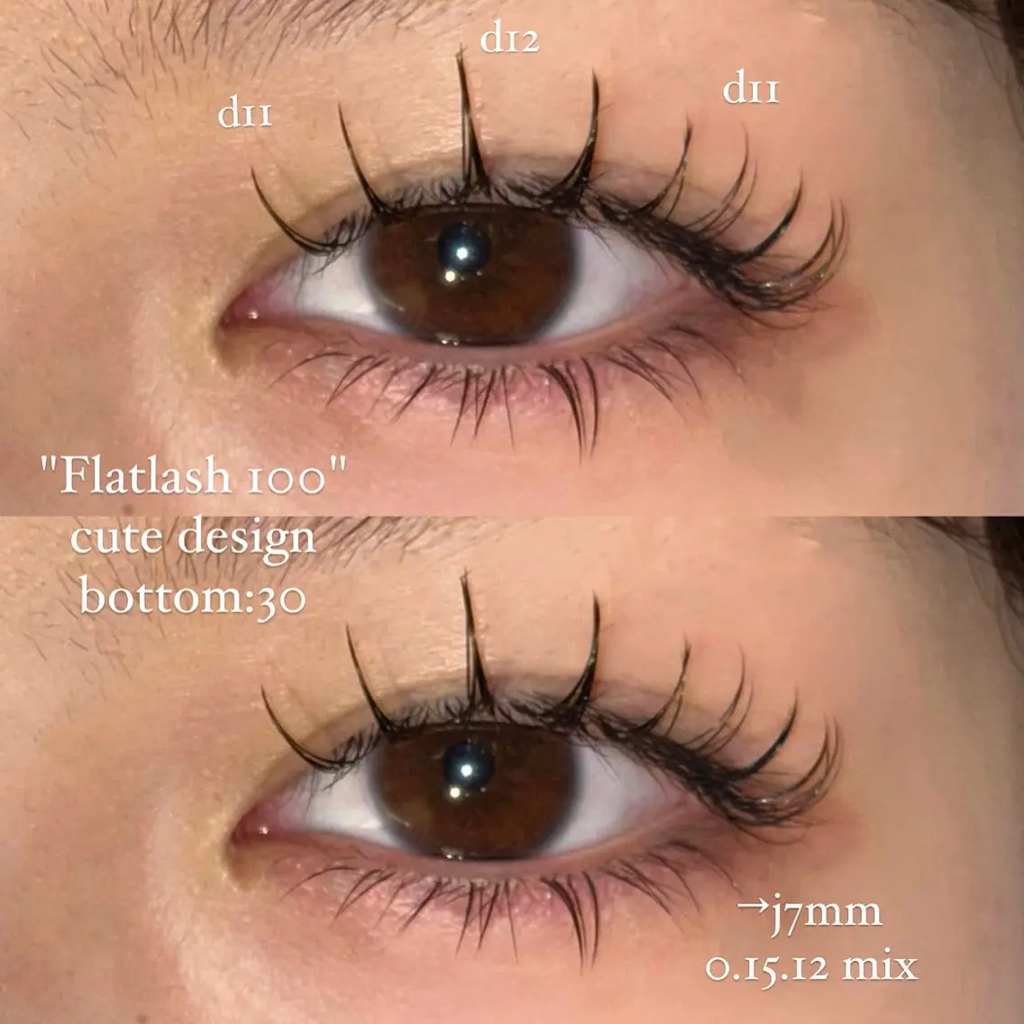 マツエク・マツパ フラットラッシュ まつげパーマ 下まつげエクステ 一重×まつ毛パーマ eye senaのマツエク・マツパデザイン