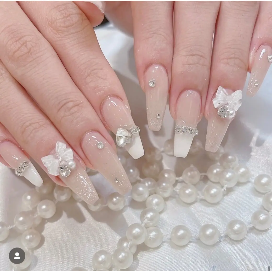 ネイル チークネイル 長さ出し フラッシュネイル フレンチネイル グラデーション ハンドネイル Lenie Nail Salonのネイルデザイン