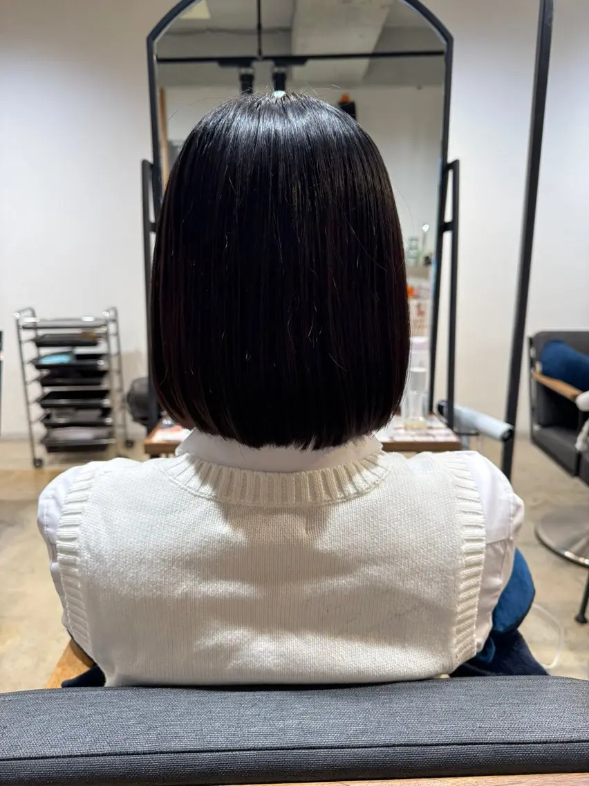 ミディアム 切りっぱなしボブ ボブ 無料モデル急募/韓国 ヘア/ボブ/Rinのヘアスタイル
