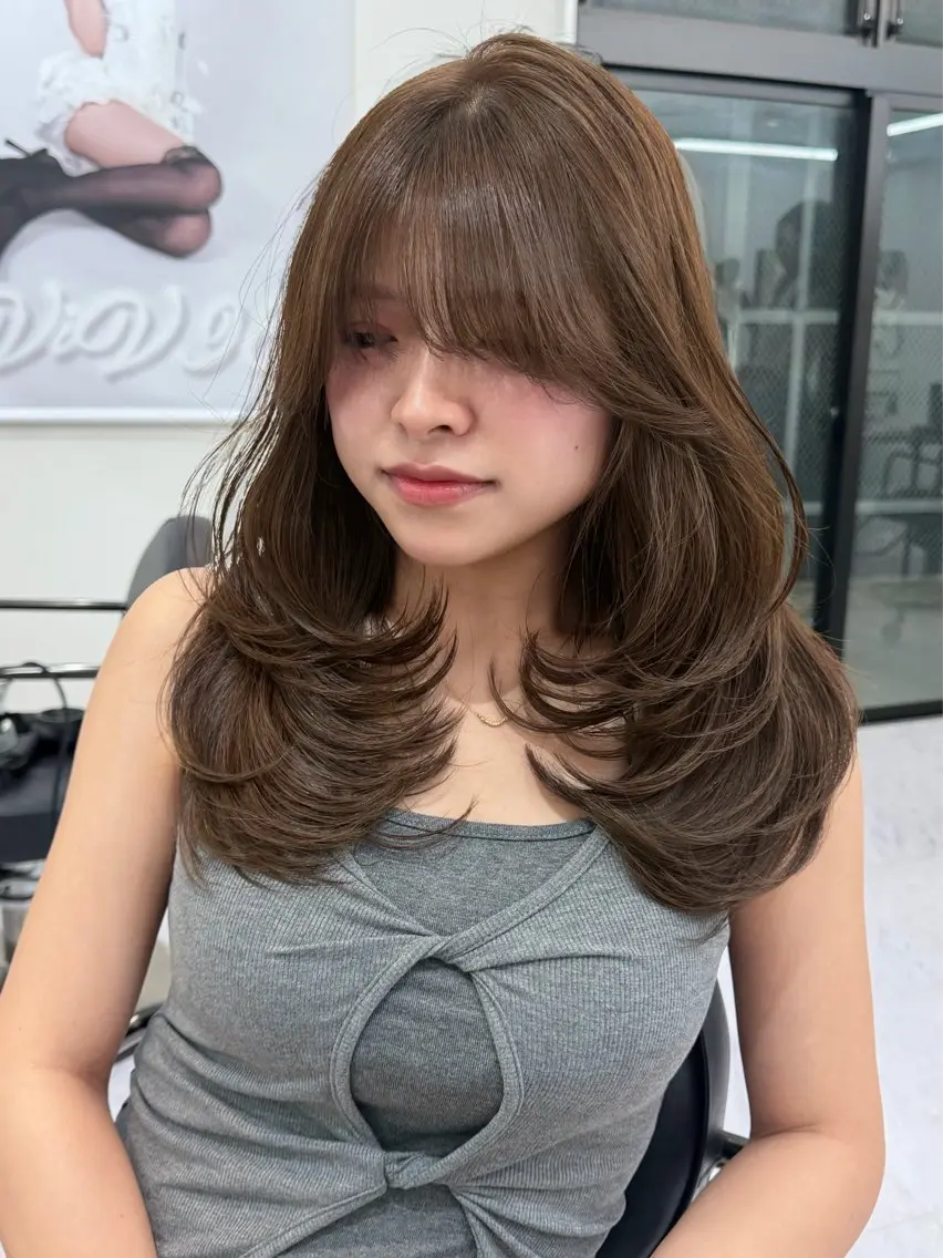 ロング カラー カット ヘアカラー トリートメント ヘアセット Rita/髪質改善/ ブリーチなしWカラーのヘアスタイル