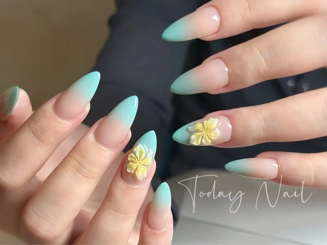 ネイル ブルー グラデーション 夏ネイル ハンドネイル りゅうToday Nailのネイルデザイン