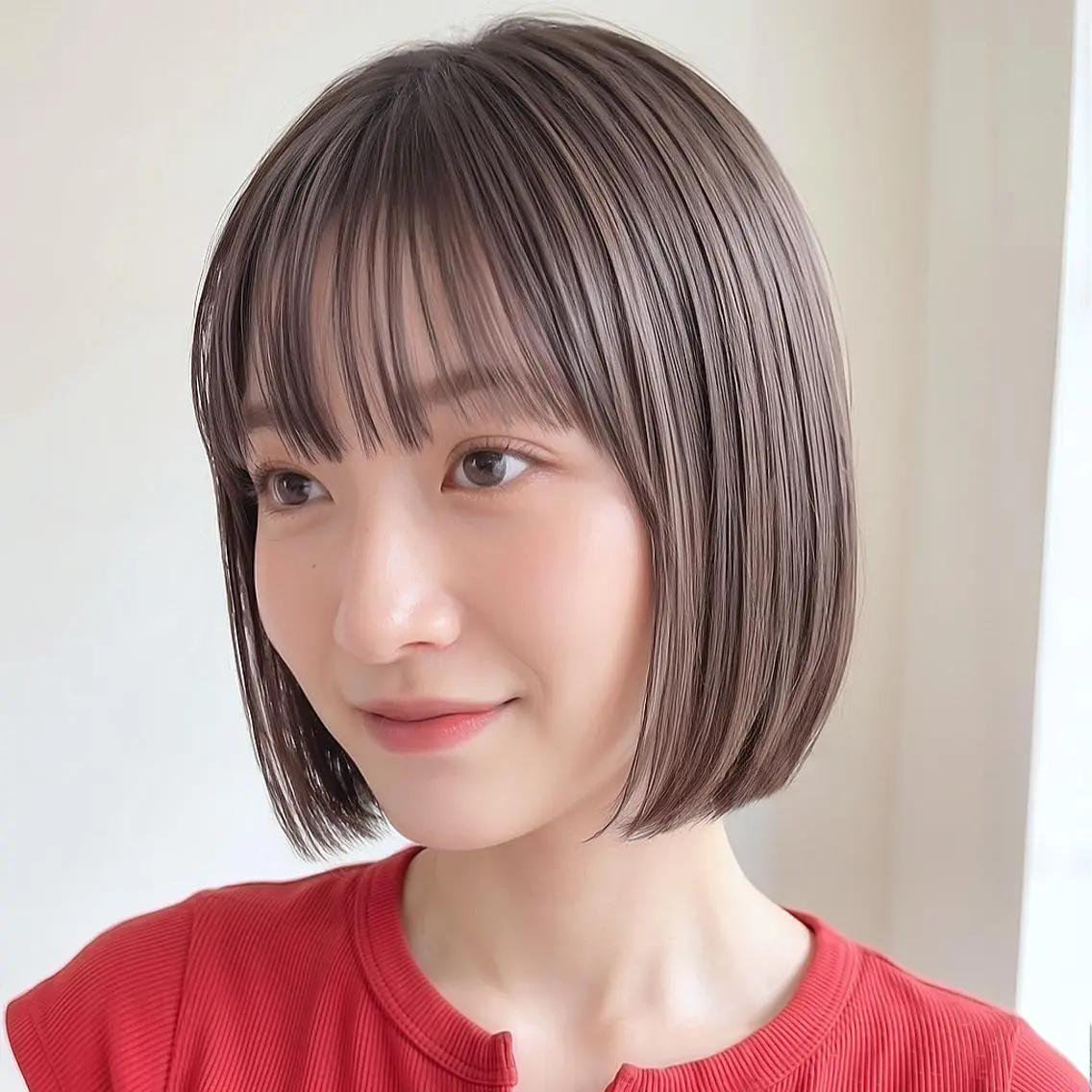 ミディアム ヘアカラー トリートメント ヘッドスパ 庭木華瑠🐾ボブ🧡 透明感カラー✨のヘアスタイル