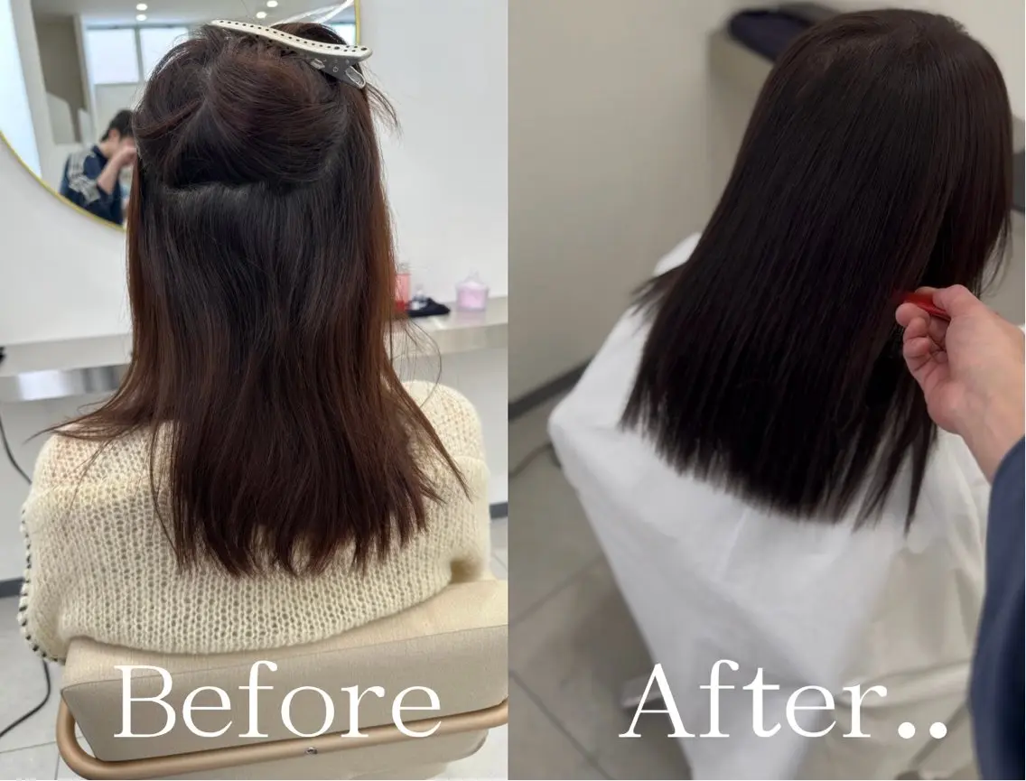 ミディアム カット 縮毛矯正 トリートメント oyama /髪質改善🌻のヘアスタイル