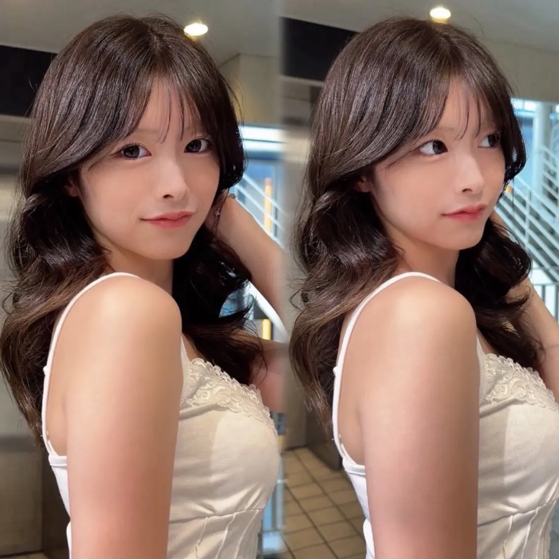 ロング カラー 透明感カラー グレージュ ミント レイヤーカット 小顔カット ヘアカラー トリートメント 福岡美髪矯正/ KAEDEのヘアスタイル