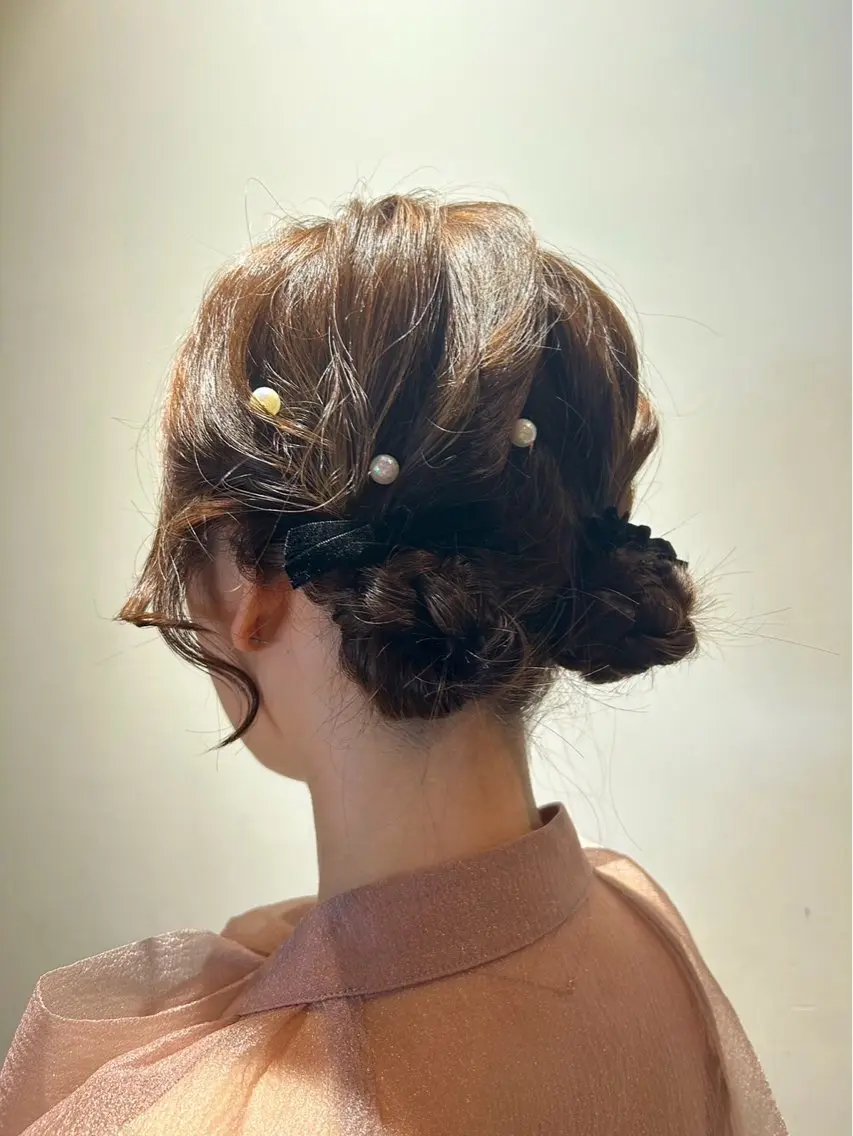 ヘアアレンジ お団子ヘア 結婚式・ブライダル 完全1×1&半個室 ☆★MUUK柳田麻那のヘアスタイル