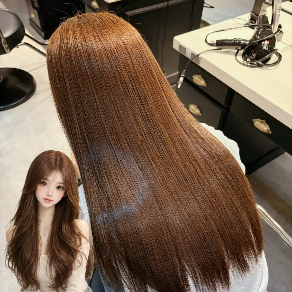 ロング カラー ベージュカラー ブラウンカラー 透明感カラー ダブルカラー オレンジ ヘアカラー トリートメント 💛しおん💛 モデル募集のヘアスタイル