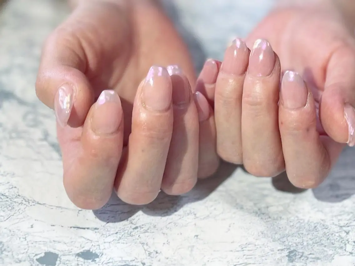 ネイル オーロラネイル フットネイル フレンチネイル ニュアンスネイル シンプルネイル nail fufla ♡yamane♡のネイルデザイン