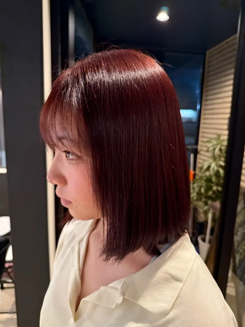 ミディアム カラー レッドカラー ヘアカラー 【ルクール喜多町】 はるかのヘアスタイル