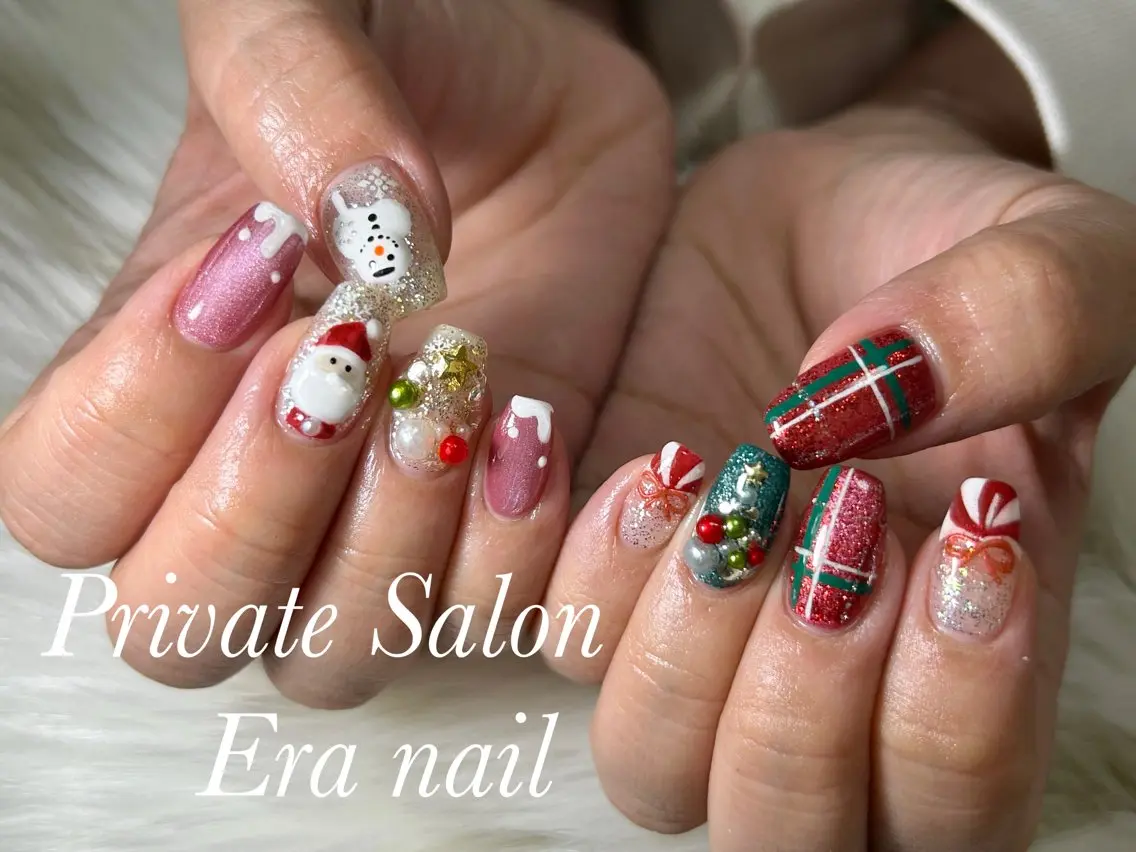 ネイル 冬ネイル クリスマス ハンドネイル Era nailのネイルデザイン