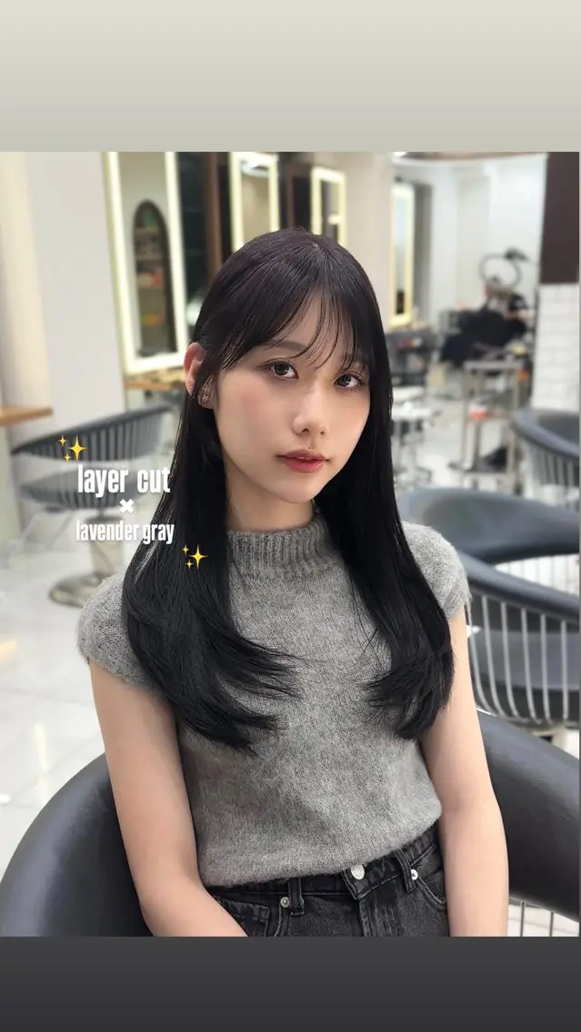 ロング 韓国風ヘア レイヤーカット ローレイヤー カット ヘアカラー トリートメント NANAMI／レイヤ ー／ワンホンヘアのヘアスタイル