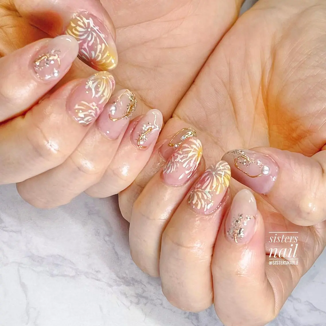 ネイル アートネイル ミラーネイル ニュアンスネイル オフィスネイル 夏ネイル sisters nail.fのネイルデザイン