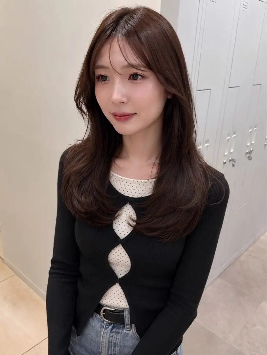 ミディアム カット ヘアカラー トリートメント 顔周りの垢抜けヘア 立山あいりのヘアスタイル
