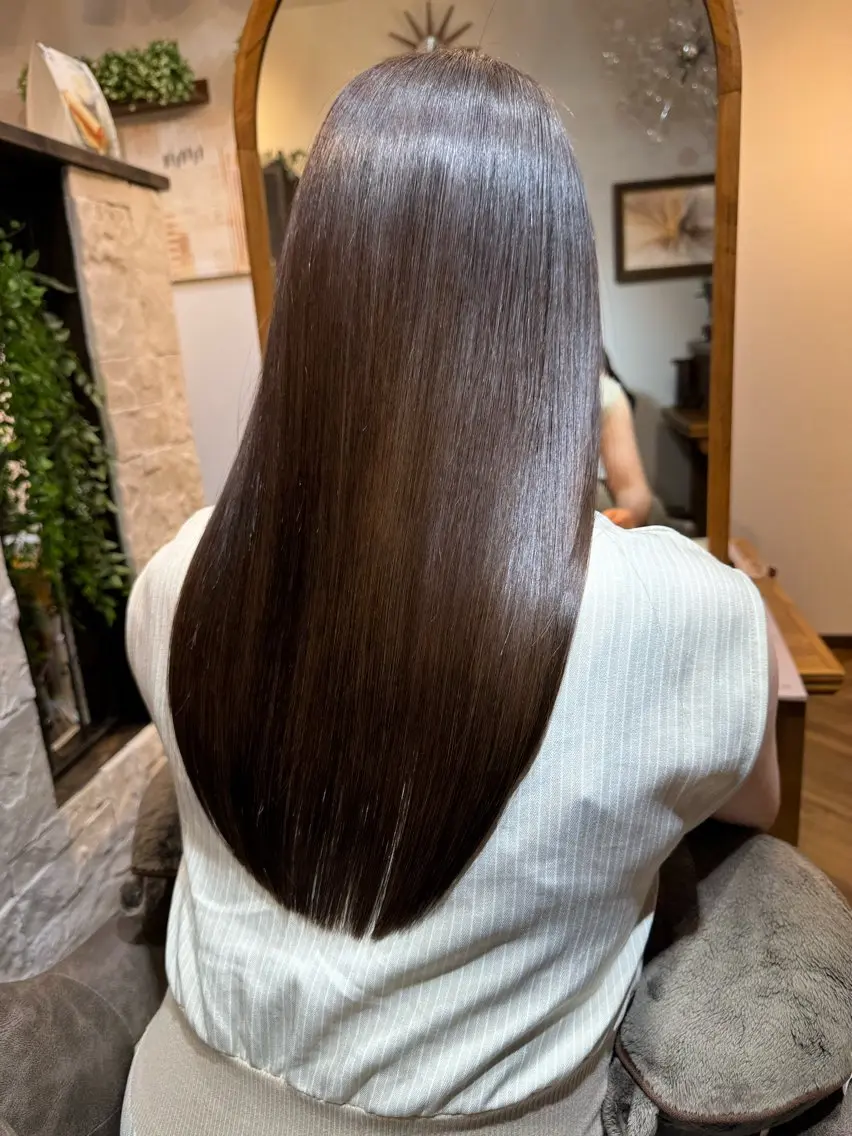 ロング カット 縮毛矯正 トリートメント 関 良太のヘアスタイル