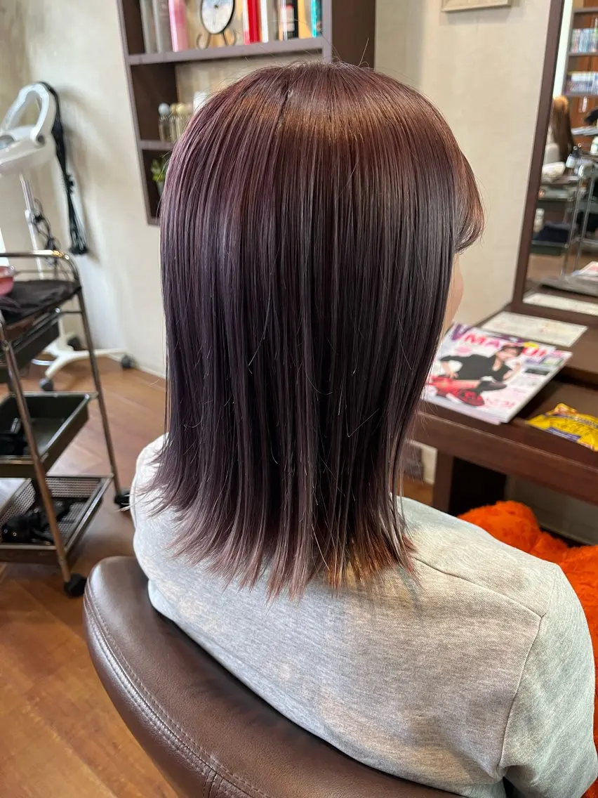 ミディアム カラー ブリーチ ダブルカラー 髪質改善 トリートメント ヘアカラー トリートメント タナカ ヒナのヘアスタイル