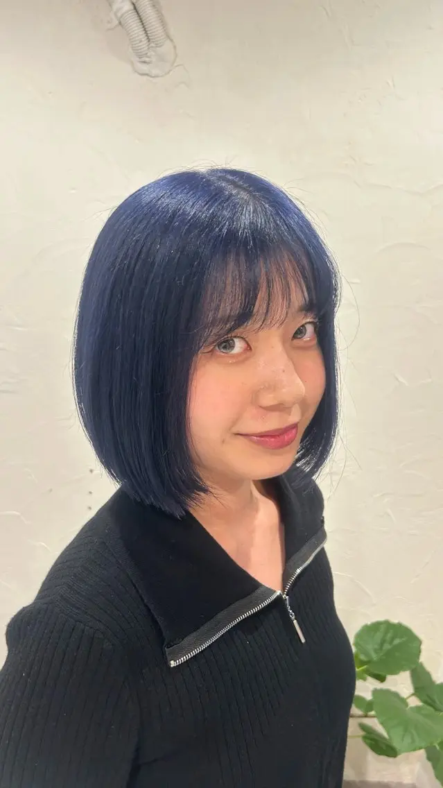 ショート カラー ブルーカラー 透明感カラー ネイビーカラー ボブ rococo./ 清穏🌈💗🦋のマツエク・マツパデザイン