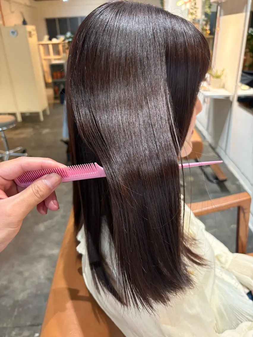 セミロング カラー 髪質改善 トリートメント 酸性ストレート カット ヘアカラー トリートメント 西村 達哉のヘアスタイル