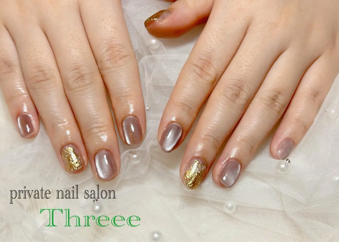 ネイル マグネットネイル ミラーネイル ハンドネイル Nail salon - Threee　-のネイルデザイン