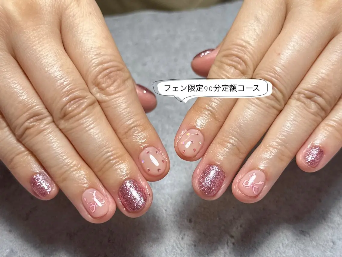 ネイル リボン ハンドネイル 7LOOKS フェンのネイルデザイン
