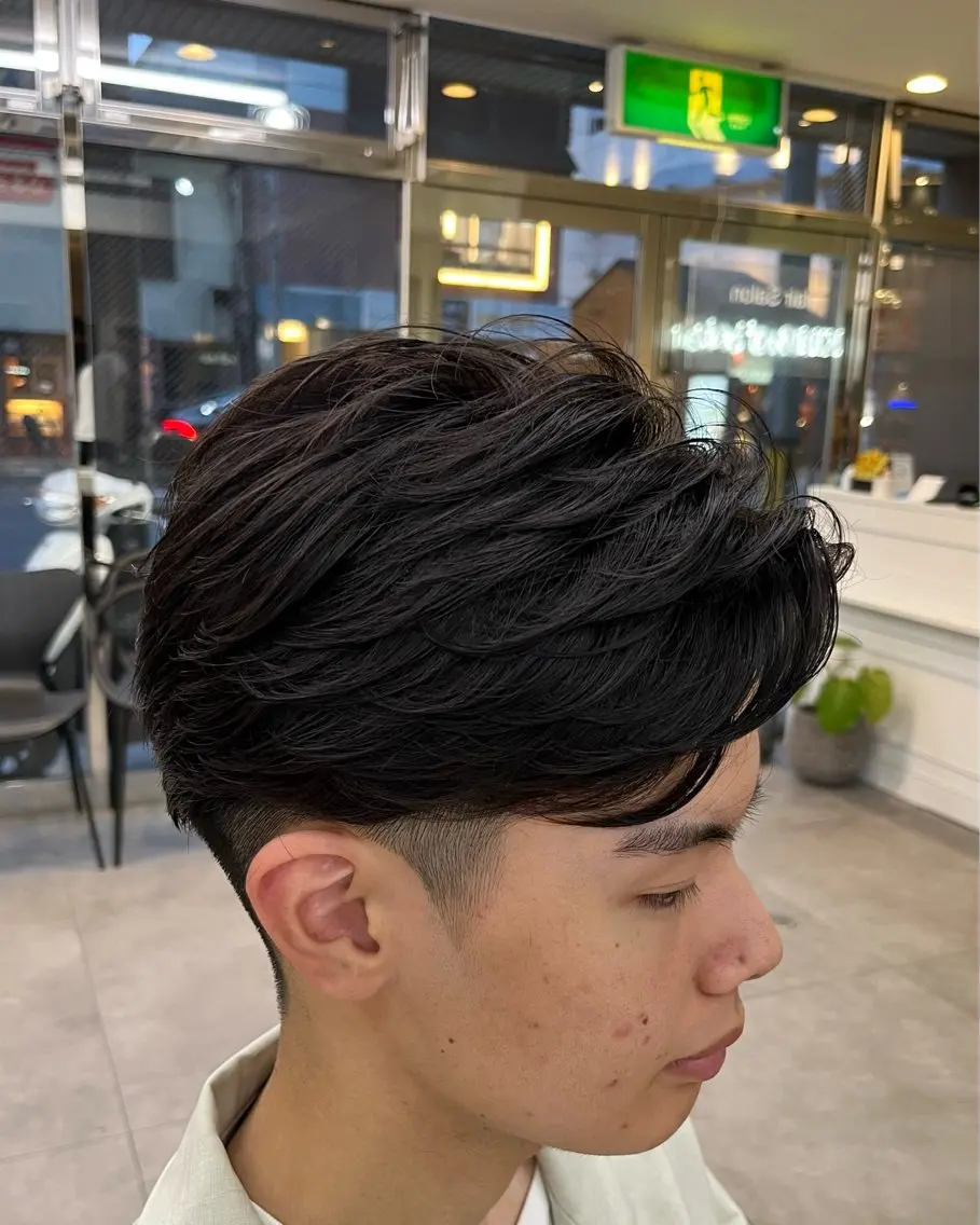 ショート パーマ メンズ カット パーマ フェザーパーマメンズ ピンパーマ京都駅前のヘアスタイル