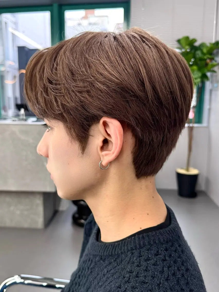 カラー メンズ センターパート ダウンパーマ カルマパーマ メンズ韓国風 マッシュ カット ヘアカラー Ayuki /福岡/メンズカットのヘアスタイル