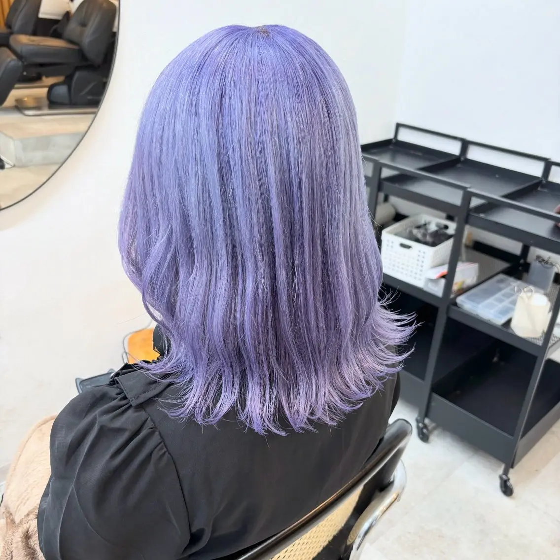 ミディアム カラー ヘアアレンジ ブルーカラー ブルーラベンダー ラベンダーカラー ヘアカラー トリートメント ヘアセット 渋谷🩶ハイトーン 🩶FUMUのヘアスタイル