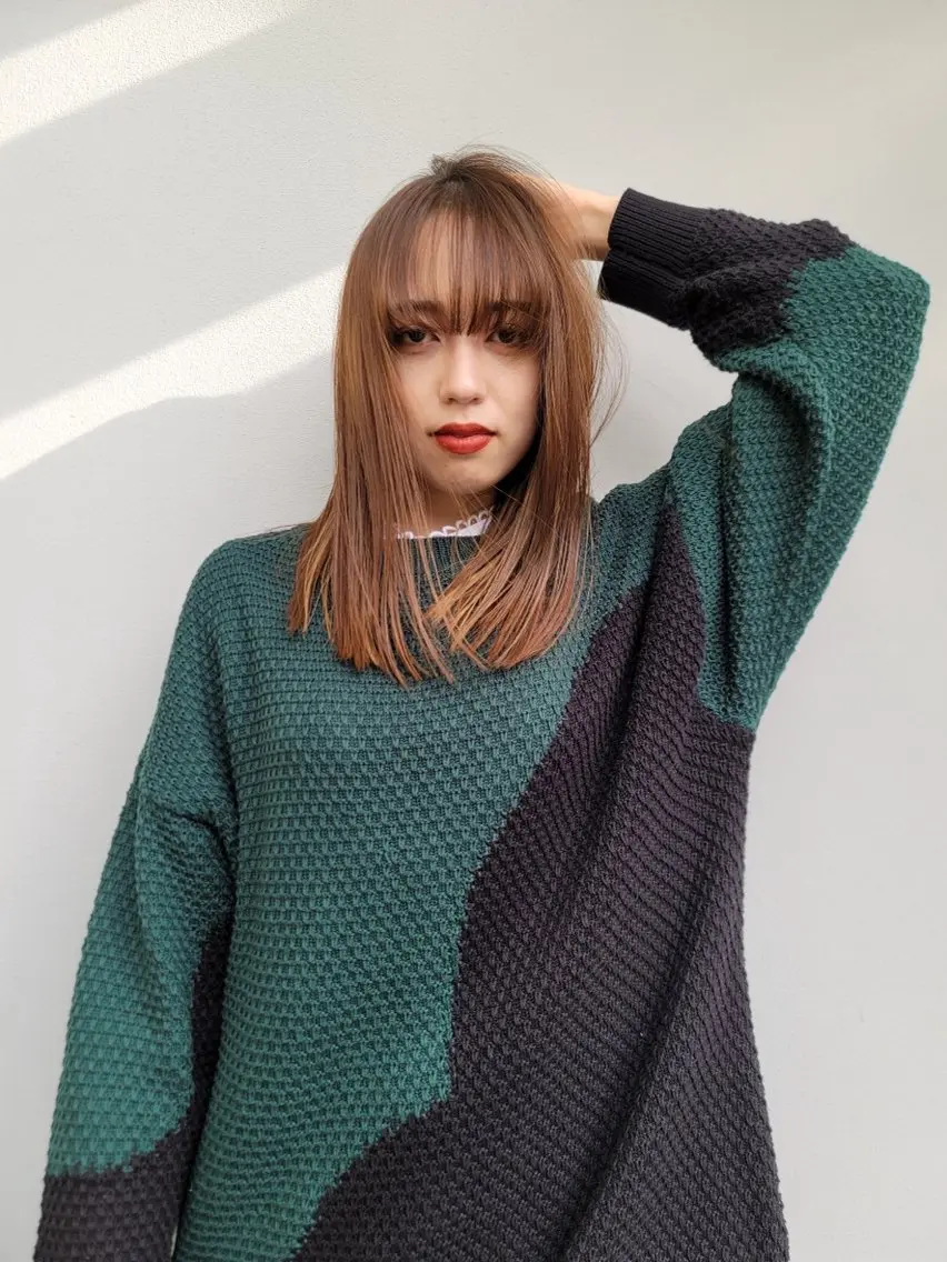 セミロング 1%【横浜】 髪質改善&ケアカラーのヘアスタイル