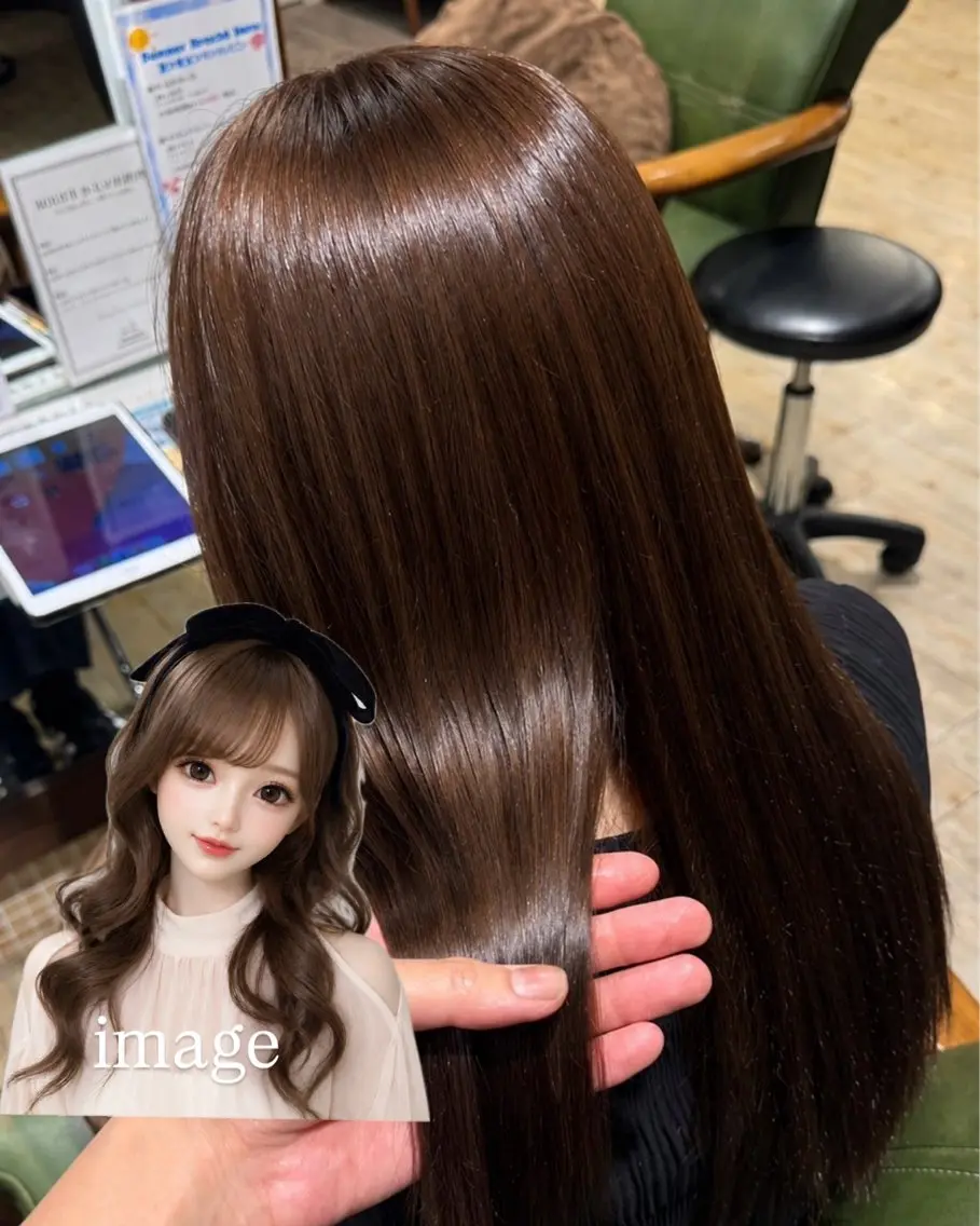 ロング カラー ブラウンカラー ショコラブラウン カット ヘアカラー 亀有✂️正路 彩夏のヘアスタイル